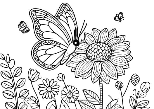 Раскраска бабочка на цветке для детей распечатать