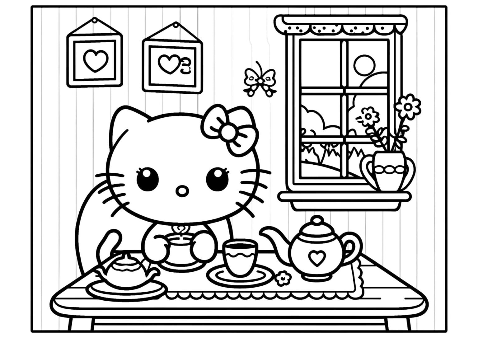 Hello Kitty Coloring Page: Afternoon in the Sandbox - https://color-en.com