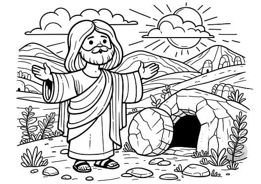 jesus has risen coloring page