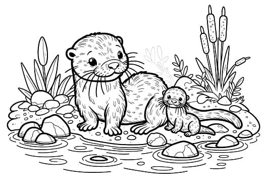 Otter Families in Nature