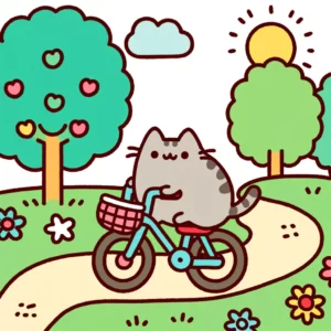 Pusheen's Bicycle Ride