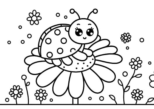 Spring Ladybugs Coloring Page