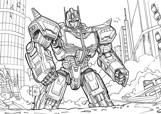 Transformers Coloring Page PNG